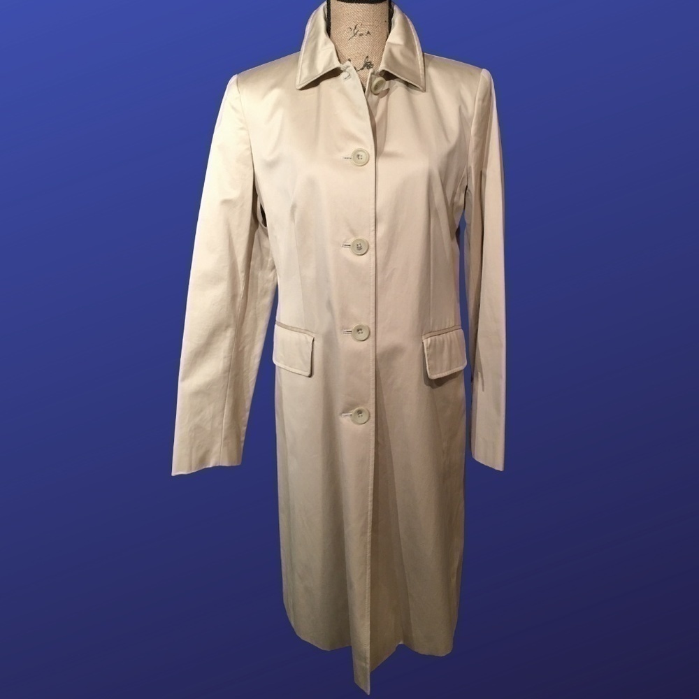 BANANA REPUBLIC Brushed Cotton SPRING COAT RAINCOAT, Tan/Khaki NWOT, Size M